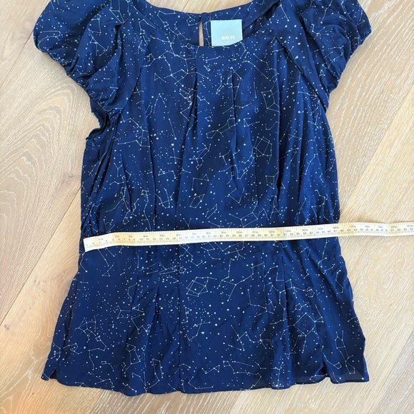 Maeve Navy Constellation Print Blouse Trace the Stars 100% Silk Celestial Blouse - Picture 4 of 10